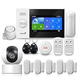 PGST Alarmanlage 14 Stück, WLAN Smart 4G Alarm System mit fürs Home Security, Überwachungskamera 1080P,Echtzeit App Push, Beliebig Erweiterbar- funktioniert mit Alexa