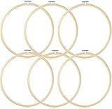 TOKERD 6 Stück 20cm Stickrahmen Holz Bambus Kreuzstich Rahmen Einstellbar Stickerei Ring Hoop Runden Bambus Kreis Set Nähmaschine Stickerei Ring Cross Stitch Hoop für Dekoration DIY Nähen