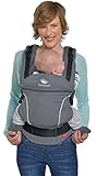 manduca FIRST Babytrage   Baby- und Kindertrage mit Rückenverlängerung & ergonomischen Hüftgurt für Kinder von 3,5 bis 20kg (FIRST PureCotton, DarkGrey)