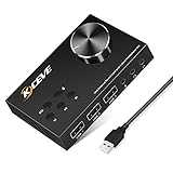 USB Soundkarte extern, Soundkarte mit Lautstärkeregelung USB Hub - Anschluss für Headset Kopfhörer Mikrofon, Unterstützung Win7 / 8/10 / XP/Mac/Vista, Android Telefon (Schwarz)