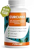 Curcuma Kapseln 90x hochdosiert: EINE Curcuma-Kapsel enthält das Extrakt aus 23.700mg Kurkuma-Pulver - 100% natürliches Curcuma-Extrakt (C14 zertifiziert) + schwarzer Pfeffer-Extrakt - 100% vegan