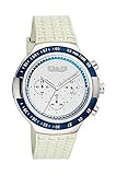 D&G Dolce&Gabbana Herren-Armbanduhr JUAN CHR PLASTIC BLUE BEZEL SILVER DIAL GREY PU DW0417