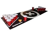 Beercup Bierpong Matte, Beer Pong Set für Erwachsene Partyspiele, Beerpong Tisch-Matte, Tischmatte für Beer Pong Spiel mit 70 Red Cups-Bierpong Becher-Set, Bierpong-Tischmatte mit Leichter Reiniung