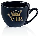 Faszination Wohnen Tasse groß Porzellan 600 ml Jumbotasse bunt XXL Jumbobecher Schwarz Kaffeebecher Kaffeetasse VIP im Geschenkkarton