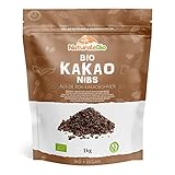 Roh Kakao Nibs Bio 1Kg. Organic Raw Cacao Nibs. Rohkost, natürlich und rein. Produziert in Peru aus der Theobroma Cocoa Pflanze. Quelle für Magnesium, Kalium und Eisen.