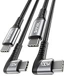 SAFUEL USB C auf USB C Kabel,【2er-Pack 2m】PD100W 2022 Upgraded 90° QC 4.0 Schnellladung Nylon geflochtenes Handy-Ladegerät TypeC Datenkabel für MacBook iPad Air/Pro Samsung S22 S21 S20 Google Switch