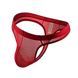 Herren Sexy Tanga Mesh Atmungsaktiv Niedrige Taille Bunte G-String Dessous Elastische Slips Stilvolle Unterwäsche(Color:red,Size:M)