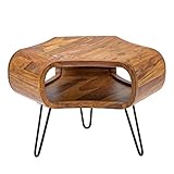 invicta INTERIOR Retro Couchtisch Organic Living 60cm Sheesham Palisander Hairpin Legs Wohnzimmertisch Beistelltisch Tisch Holztisch