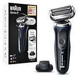 Braun Series 7 Rasierer Herren mit EasyClick Aufsatz, Elektrorasierer & Präzisionstrimmer, 360° Flex, Wet & Dry, wiederaufladbar & kabellos, Geschenk Mann, 71-B1200s, blau