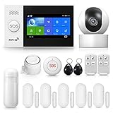 PGST Alarm für zu Hause, Kabelloses Alarmsystem 4G & Überwachungskamera 1080p, Diebstahlsicherung zu Hause Wireless Touchscreen 4,3 cm WiFi Kompatibel mit Alexa Google Home