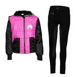 MS-Trachten Kinder Reitset Reithose schwarz mit Reitjacke Mia pink gesteppt Fleecefutter (122/128)