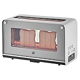 WMF Lono Toaster Glas mit Brötchenaufsatz, 2 Scheiben, XXL, motorisierte Toastaufnahme, Aufwärm-Funktion, 7 Bräunungsstufen, Toaster edelstahl matt