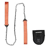 Navaris Handkettensäge Outdoor aus Carbonstahl - mit Gürteltasche - Survival Hand Säge Kettensäge für Camping Garten - Griffe in Orange