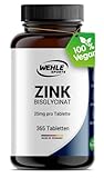 Wehle Zink Tabletten 365 hochdosiert (25mg pro Tablette) Mehrfacher Preis-Leistungs Sieger 2020* - Premium Zinc Bisglycinat - Laborgeprüft, Vegan, hergestellt in DE