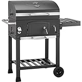 Jamestown JAXON Holzkohle-Grillwagen mit höhenverstellbarer Kohlewanne & Deckelthermometer inkl. Flaschenöffner | Hochwertiger Grill für ein gelungenes Barbecue