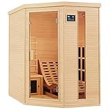 Artsauna Infrarotkabine Esbjerg — Triplex-Heizsystem Infrarotsauna - 2 Personen — LED-Farblicht, Digitale Steuerung — Hemlock-Holz