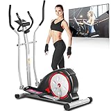 Crosstrainer, Crosstrainer für Zuhause Testsieger mit 8 Magnet Widerstandsstufen, Pulsfrequenz Griffe, LCD-Monitor, Smooth Quiet Driven Elliptische Trainer Maschines 150kg Max Kapazität Gewicht