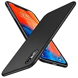 TORRAS Extrem Dünn für iPhone X/XS Hülle mit Schutzglas [1 Hülle+2 Schutzglas] Seidig Glatt Matte Case Anti-Fingerabdruck Stoßfest Schutzhülle Handyhülle für iPhone X/Xs Decency Series Hülle-Schwarz