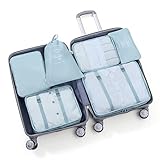 wusiooucu 6 Stück Packtaschen Organizer Kleidung Aufbewahrungstasche Multi Size Outdoor, Blauer See