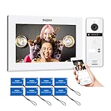 TMEZON WLAN Video Türsprechanlage Türklingel Gegensprechanlage System,7 Zoll 1080P IP Touchscreen Monitor mit Verdrahteter Kamera Außen, APP/Swipe Card Unlock,Snapshot/Aufnahme,4-Draht Technik,Weiß