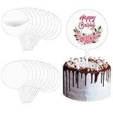 FORMIZON 20 Stück Acryl Kuchen Topper, Blanko DIY Acryl Torten Topper Kuchendeko, Transparente Acryl-Kuchenaufsätze für Geburtstagstortendekoration Geburtstag Partybedarf (Runden)