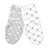 RIGHTWELL Pucksack Baby 2 Pack Baby Pucktücher für Neugeboren, 0-3 Monate Baby Decke Pucktuch Baby, 100% Bio-Baumwolle Mit Klettverschluss Unisex