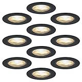 10x HOFTRONIC - LED Einbaustrahler 68mm Weiß - IP65 Wasserdicht für Badezimmer, Wohnzimmer und außenbereich - Schwarz - 5W 480lm - 2700K Extra Warmweiß - Deckeneinbauleuchte Einbauspots