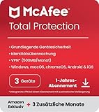 McAfee Total Protection 2023 exklusiv bei Amazon |3 Geräte| Virenschutz und Internetsicherheits-Software |VPN, Kennwort-Manager, Darknet-Überwachung|15-Monate-Abonnement inkl. 3 GRATISMONATEN|Download