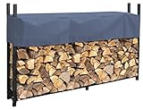 QUICK STAR Metall Kaminholzregal Anthrazit 200 x 25 x 115 cm Garten Kaminholzunterstand 0,8 m³ / 1 SRM Stapelhilfe Aussen mit Schutzhülle Grau