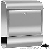 KESSER® XXL Briefkasten Edelstahl mit Zeitungsfach, gebürstet, 3x Schlüssel abschließbar, Pulverbeschichtet, Wandmontage, groß Front-Einwurf: DIN C4 = DIN A4 inkl. Montagematerial Silber