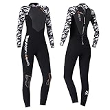 Owntop Neoprenanzug für Damen Herren - 3mm Neopren Tauchanzüge Wetsuit Langarm, Thermisch Verdickte Badebekleidung mit Reißverschluss Hinten UV 50+, Damen L