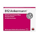 Hochdosiertes Vitamin B12 mit 1.000 µg. B12 Ankermann® Tabletten. Bei Müdigkeit und Erschöpfung durch Vitamin B12-Mangel, 1x täglich, 50 St. Glutenfrei