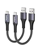 Belker USB C Kabel Kurz 20cm/0.2M [2Stück] 10Gbps USB3.1 Gen2 Datenkabel Typ C Android Auto QC3.0 3A USB A auf C Schnellladegerät für Samsung Note20 Galaxy S22/S21/S20 Galaxy Z Flip4 Tab S8 Pixel 7