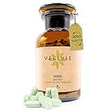 MSM + Natürliches Vitamin C Ohne Zusätze 202 Tabletten PLASTIKFREI Zero Waste von VELLVIE (MSM + Vit C 202 Stk. Starterglas)