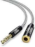 CableCreation 3.5mm Klinke Verlängerung, [3m/10Ft] 3,5mm Kopfhörer Verlängerungskabel, 3.5 mm Stereo Aux Verlängerungs Kabel mit Vergoldetem Stecker, Schwarz & Weiß