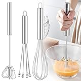 Schneebesen Set Edelstahl 3 Stück Enthält Inklusive Ballon Rührbesen Flexi Schneebesen Mit Perlen Halbautomatischer Schneebesen Hohe Qualität Whisk Für Mischen, Rühren Von Teig Schlagen Silber