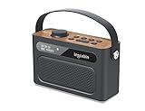 Inscabin M60 Tragbarer DAB/DAB + FM-Digitalradio/Tragbarer drahtloser Lautsprecher mit Bluetooth/Stereo-Sound/Doppellautsprecher/Doppelwecker/Akku/Schönes Design (Schwarz)