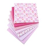 LPAMABA 7er Set 50x75cm Baumwollstoff Paket Patchwork Stoffe Stoff Stücke Paket Baumwolltuch Stoffpaket Stoffe Set zum Nähen Nähstoffe DIY Basteln Handwerken Pink/Rosa Verschiedene Designs