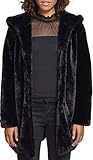 Urban Classics Ladies Hooded Teddy Coat aus Fake Kaninchenfell, Damen Mantel mit Kapuze und Seitentaschen, black, M