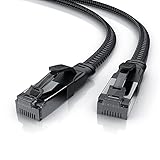 CSL - 5m CAT 8.1 Netzwerkkabel Flach 40 Gbits - Baumwollmantel - LAN Kabel Patchkabel - CAT 8 Gigabit RJ45 Ethernet Cable - 40000 Mbits Geschwindigkeit - Flachbandkabel - Verlegekabel - Cat 6 Cat 7