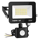 Lepro 20W LED Strahler mit Bewegungsmelder Außen, 1700LM Außenstrahler 5000K Kaltweiß Superhell Scheinwerfer, IP65 Wasserdicht Fluter, Ideale Aussenleuchte für Garten, Innenhöfe, Garage, Haus, Hotel