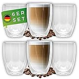 Felino® Latte Macchiato Gläser doppelwandige Thermogläser Set [6 Stück] [350 ml] Glas Tassen groß für Cappuccino, Kaffee, Espresso