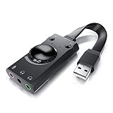 CSL - USB Mini Soundkarte extern - Virtuelles Surround - kompatibel mit Computer Notebook Tablet-PC MacBook - Plug and Play - Windows 10/11 kompatibel - schwarz