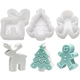 3PCS Silikonformen Weihnachten Silicon Mold Resin, Silikonform Weihnachtsbaum Lebkuchenmann Hirsch Epoxidharz Gipsguss Weihnachtsduftkerze Klein, Silikonformen Für Beton Epoxidharz Kerzen Gießen