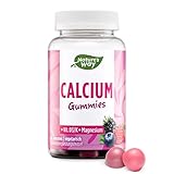 Nature's Way Calcium Gummies - zum Erhalt starker Knochen und Zähne für Kinder und Erwachsene - mit 488mg Calcium hochdosiert + Vitamin D3 & Vitamin K - vegetarisch laktosefrei glutenfrei - 60 Stk