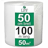 dieLUFTPOLSTERFOLIE Luftpolsterfolie 50cm x 100m Verpackungsfolie Luftpolster Rolle Blisterfolie Noppenfolie Polsterfolie Umzug 0,5m Knallfolie Polstermaterial Versand Transparent Umzugfolie 100