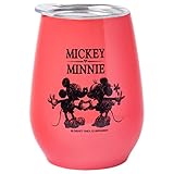 Disney Minnie & Mickey Reisebecher aus Edelstahl mit Deckel, 284 ml, für Getränke, Zuhause und Küche, romantisch, niedliches Valentinstagsgeschenk