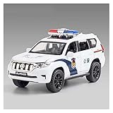 Totition Simulation Miniatur Auto Modell Kinderspielzeug 1/32 Für Legierung Diecasts Prado Polizeiauto SUV Musik Licht Zurückziehen Spielzeug Fahrzeug Geschenke Modellsammlung (Color : Weiß)