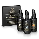 Bio Gesichtspflege Set 3x30 ml | Geschenke für Frauen | Vitamin C Serum Gesicht mit Vitamin A + E, Retinol Serum & Hyaluron Serum Gesichtsserum mit Aloe Vera Gel statt Wasser von Satin Naturel