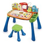 VTech 5-in-1 Magischer Schreibtisch – Interaktiver Kinderschreibtisch inkl. Hocker – Mit Kreidetafel, Staffelei, Schreibfeld und Projektor – Für Kinder von 3-6 Jahren